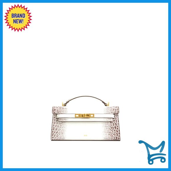 Croc-Embossed Vegan Leather Top Handle Crossbody Bag with Adjustable Strap